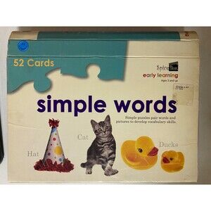 52 Large SIMPLE WORDS Puzzle Cards Early Learning Development Vocabulary